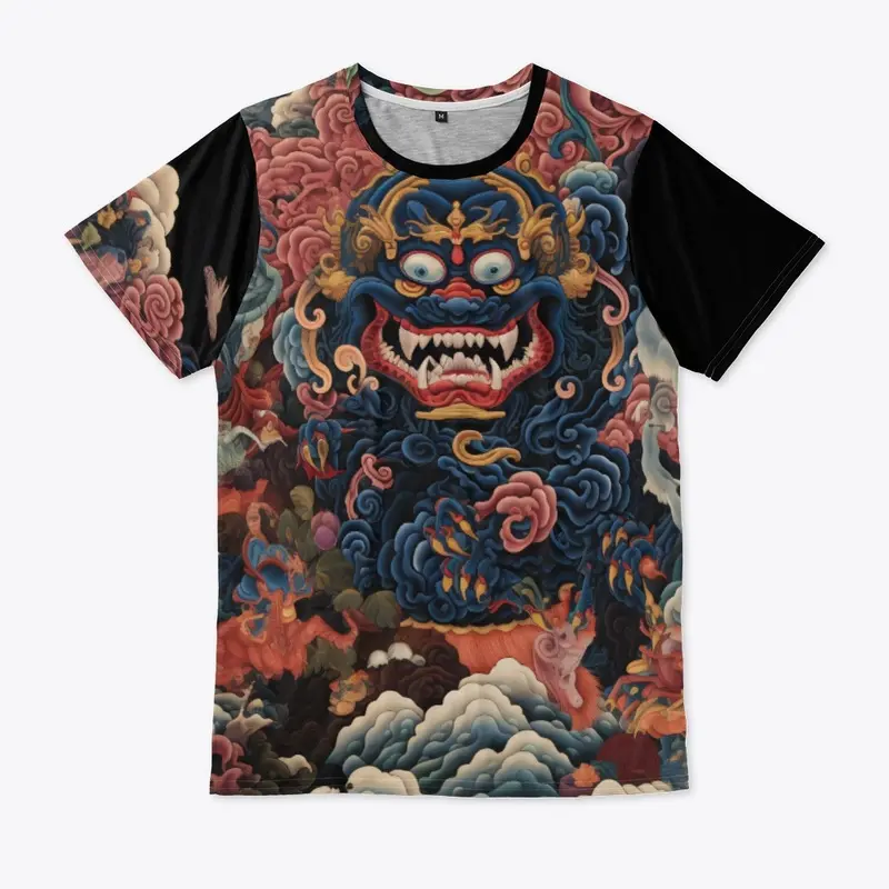 Majestic Lion Thangka Overprint T-Shirt